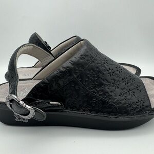 Alegria Klover Black Leather Strap Slide Sandals Women’s Size EU 41 / US 10.5–11